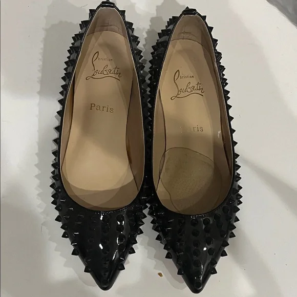 Christian Louboutin Black Studded Flats - Picture 1 of 4
